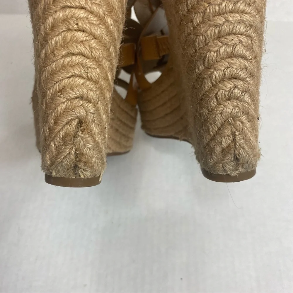 Vera Wang Lavender Floral Leather Wedge Platform Heels‎ Sandal Espadrilles Sz 8